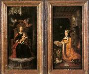 unknow artist Diptych with Margaret of Austria Worshipping Spain oil painting reproduction